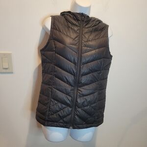 Lole size s black puffer vest filled with down small flaw